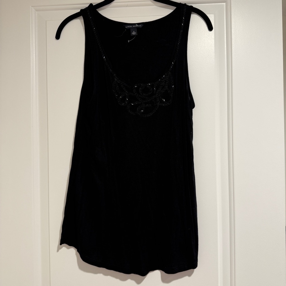 Banana Republic Women's Black Beaded Celia Tank Holiday Collection 2010 Size M